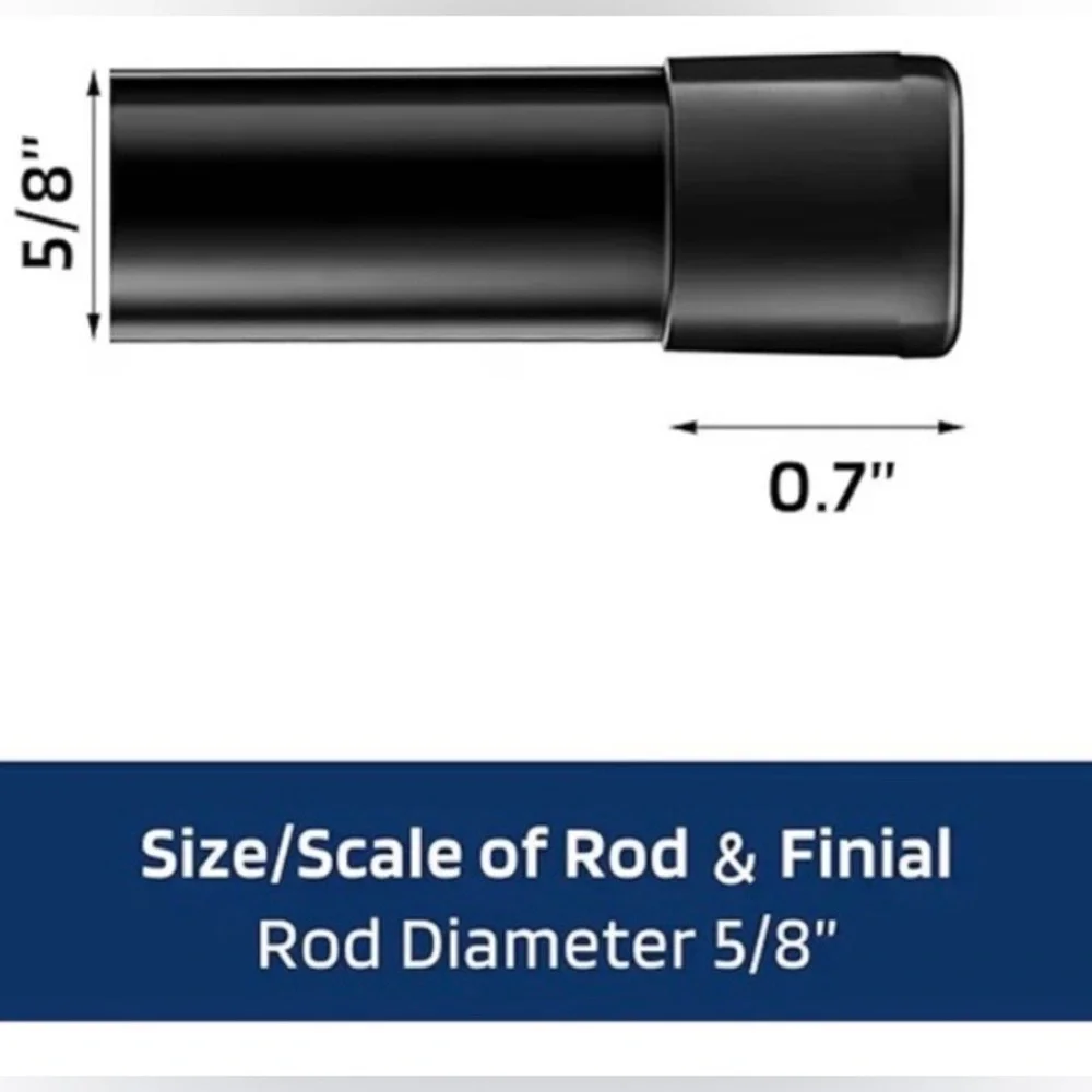 Alskarhem Black Curtain Rod for Windows 30-116 Inch 5/8” wide With Brackets NWT